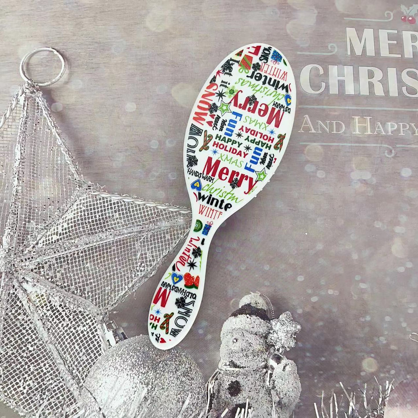 Beautichen Christmas Detangling Hair Brush – Holiday Paddle Hairbrush for Wet & Dry Hair