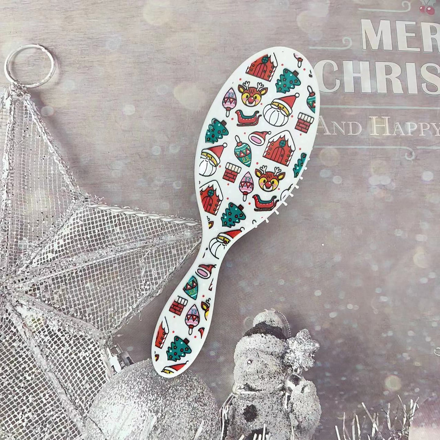 Beautichen Christmas Detangling Hair Brush – Holiday Paddle Hairbrush for Wet & Dry Hair