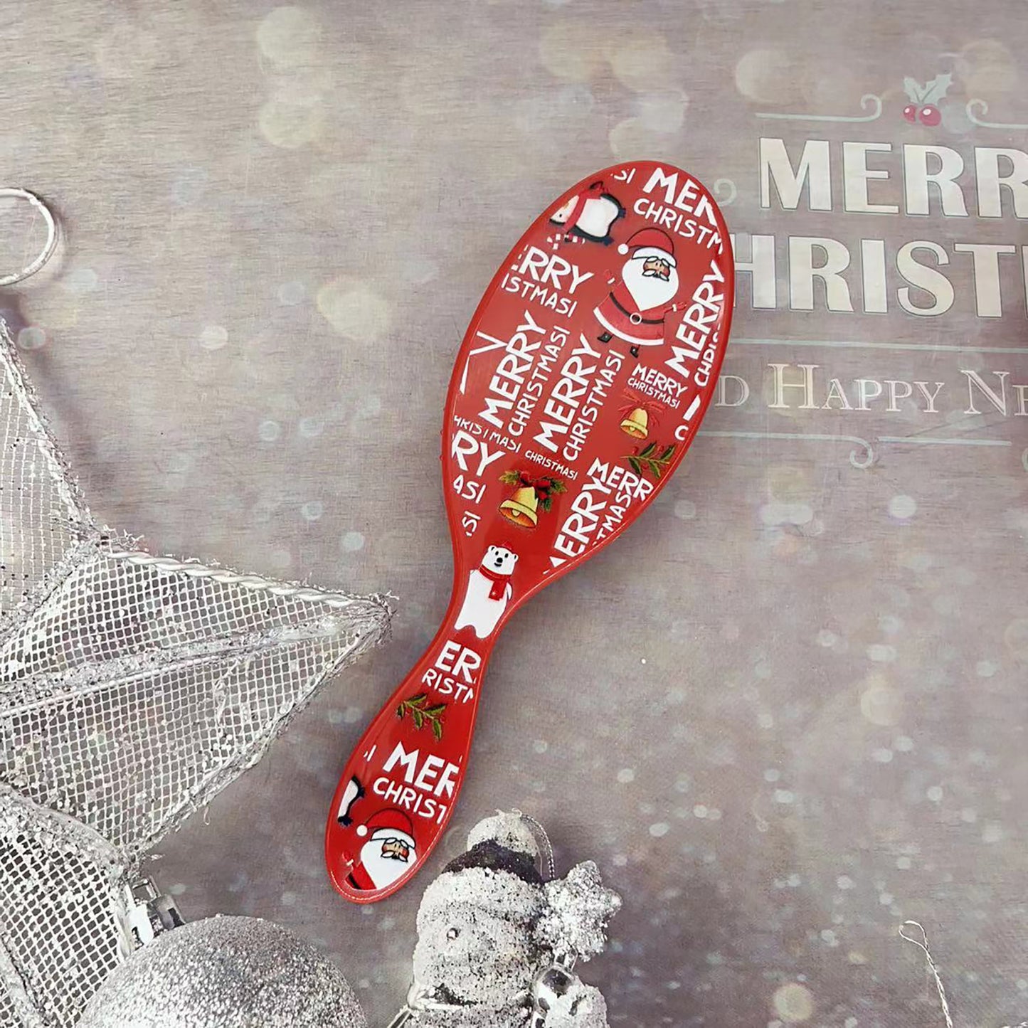 Beautichen Christmas Detangling Hair Brush – Holiday Paddle Hairbrush for Wet & Dry Hair