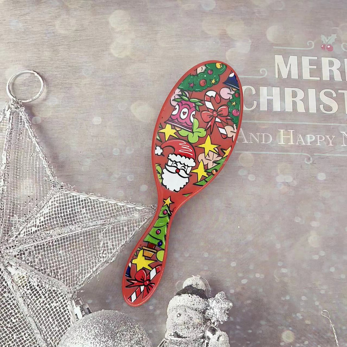 Beautichen Christmas Detangling Hair Brush – Holiday Paddle Hairbrush for Wet & Dry Hair