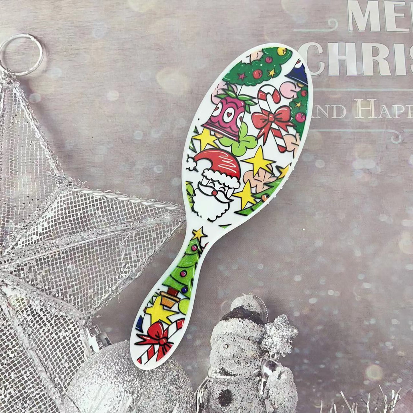 Beautichen Christmas Detangling Hair Brush – Holiday Paddle Hairbrush for Wet & Dry Hair